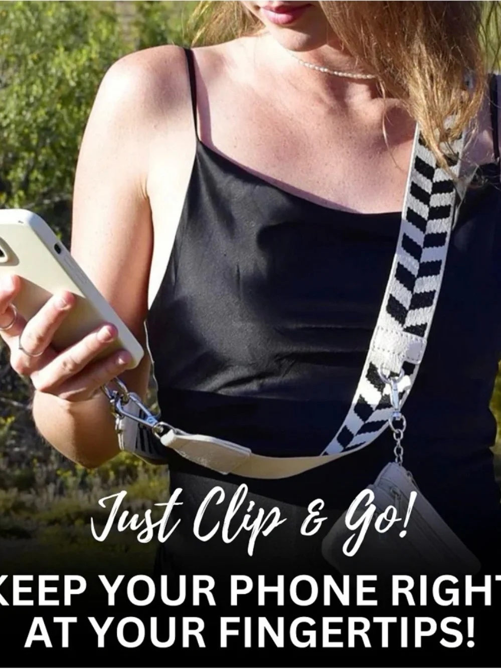 Save The Girls - Removable Tan Chevron Strap with Zip Card Pouch